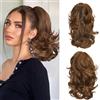 Cybelleza Coda Capelli Extension Clip Claw Coda di Cavallo con Pinza Mossi 35cm Posticci per Capelli Ricci Ponytail Sintetici Lunghi Corti Coda Finta Ondulati, Auburn chiaro