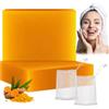 Muiefe 2 Pezzi Sapone Alla Curcuma, Sapone Sbiancante e Illuminante, Skin Lightening Kojic Acid Soap, Rimozione Macchie Scure per Viso e Corpo, Sapone All'acido Kojico Idratante con Collagene