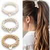 DabbOo 3 Pezzi Corda per Capelli Perle Elastico Donna Lacci Elastici con Perline