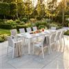 MIlani Home ARIZONA - set tavolo in alluminio cm 100 x 51,50/104/156/208/260 x 74 h con 10 poltrone Lotus
