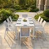 MIlani Home ARIZONA - set tavolo in alluminio cm 100 x 51,50/104/156/208/260 x 74 h con 8 poltrone Lotus