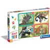 Clementoni - 21532 - Supercolor Puzzle - Baby Cuddles - 4 Puzzle da 12,16,20 e 24 Pezzi - Puzzle Bambini 3 Anni, Puzzle Animali, Made In Italy