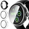 iVoler 3 Pezzi Cover con Vetro Temperato per Google Pixel Watch 3 45mm, Copertura Completa Custodia Rigida PC, HD Clear Pellicola Protettiva Anti-Graffio Case, 2 Trasparente + 1 Nero