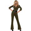SMIFFYS Aviatore Top Gun, Verde, con tuta intera e cintura Halloween