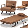 Shally Dogan Divano Letto Singolo Reclinabile 3 in 1, Poltrona Convertibile Chaise Lounge Seduta Imbottita Morbida, Copertura Sfoderabile Tessuto Traspirante, Poltroncina Relax Salvaspazio (Marrone)