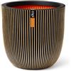 Vaso tondo elegante da interno esterno in materiale riciclato Groove Ø35 H34, ORO