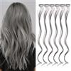 Pwsap 6 Pezzi Donne Extension Capelli Ricci, Grigio Colored Clip in Hair Extensions, Capelli Extension Party Highlights Clip Sintetica in un Parrucchino Lungo per Ragazze, Grigio, Curved