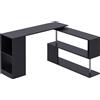 HOMCOM Scrivania Angolare e Salvaspazio per Computer, Tavolo da Pranzo in Legno Nero per Casa o Ufficio, Girevole a 360°, 140x120x78 cm|Aosom