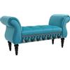 HOMCOM Panca Fondo Letto Imbottita in Gommapiuma, Legno e Poliestere, 117x40x58 cm, Blu