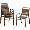 Outsunny Set 4 Sedie per Esterno Impilabili con Schienale Alto e Braccioli, in Acciaio e PP, 56x66x91 cm, Marrone Scuro