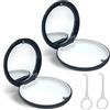 SwirlColor Porta Apparecchio Denti con Specchio, 2 Pz Porta Dentiera Portatile Contenitore per Apparecchio Ortodontico Vuota Scatola per Protesi Parziale con Strumento di Rimozione Dell'allineatore (Nero+Nero)