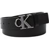 Calvin Klein Uomo Cintura 4,0 cm Fixed con Fibbia con Monogramma, Nero (Black/Antique Silver), 90 cm