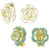 Bling Jewelry Set di due moderni orecchini a clip in smalto blu 3D e orecchini a bottone bianchi placcati oro 14k
