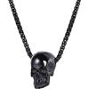 U7 Uomo Collana Pendente Cindolo Teschio, Catena Regolabile/Collana Pelle Nera, Acciaio Inossidabile/Placcato Oro/Argento S925, Gioiello Gotico Hip Hop Punk, Confezione Regalo, Argento Nero Oro