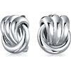Bling Jewelry Moda Corda Cavo Knocker Amore Nodo Lavoro Clip Su Orecchini Per Le Donne Non Forate Orecchie Lucidato Argento Placcato Ottone