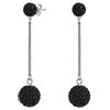 Bling Jewelry Orecchini A Pendente A Doppia Palla Di Disco A Pavè Di Cristallo Nero Rotondo Perline Lineari Prom A Lampadario Per Donne In Argento Sterling .925
