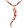 U7 Collana Uomo Portafortuna Corno Italiano Rosa 51mm Acciaio Inossidabile