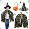 ACTOYS Costume Halloween Bambino, Mantello da Strega di Halloween con Cappello, Costume Strega Bambina con Borsa per Caramelle di Zucca, Vestito Halloween Bambino (Nero)