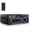 Romicta Amplificatore Audio, Amplificatore HiFi, Amplificatore stereo 600W 2 canali, Bluetooth 5.0, 12V 220V display LCD, Hi-Fi, radio FM portatile, Scheda SD Card/USB, per la casa o per l'auto