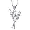 Bling Jewelry Collana Pendente Unisex Alla Moda Con Forbici E Pettine: Dettaglio In Cristallo Per Donne E Uomini Parrucchieri E Stilisti Di Capelli, In Acciaio Inossidabile Color Argento Con Catena Di Perle