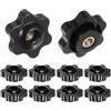 QUARKZMAN 10pz Pomelli a Stella M4 con Filettatura Femmina, Testa da 25mm, Plastica con Foro Passante, Vite in Ottone, Manopole a Compressione Filettate, Nero