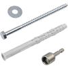 AERZETIX - Kit di 10 tasselli con flangia smussata Ø10x120 mm in nylon + 10 viti tirafondo Ø7x120 mm + 10 rondelle larghe per bullone M8 + 1 bussola esagonale da 1/4 SW12 per avvitare