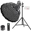 Godox SL-60W CRI 95+ LED Video Light SL60W Continuous Light with Bowens Mount with Remote Control + P60 parabolic Round softbox with Honeycomb Grid, Light Stand