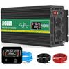 JIGUUN 1000W inverter 12v 220v onda pura Trasformatore con 2 prese EU e una porta USB 2.4A Telecomando e display LCD Potenza di picco 2000W per camion camper emergenza
