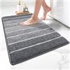 SHACOS Tappetino per Bagno Antiscivolo 45 x 65 cm, Tappeto Morbido e Lavabile, Tappeti Microfibra Assorbente, Grigio