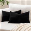 Sungeek 2 Pezzi Federe Cuscini 40x60 in Morbido Velluto a Coste, Fodere per Cuscini Decorativi con Motivo a Strisce e Patchwork Croce Copricuscini Cuscino per Divano Letto Soggiorno, Nero