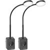 PRINCEWAY Luce da Lettura Applique da Parete Faretto LED Dimmerabile Nero con Spina e Presa Elettrica per Camera Leggere a Letto, Due Interruttori Tocco, 3 Colore Illuminazione, 2 Pack