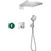 hansgrohe Raindance E 300 - Set doccia a incasso (6 in 1), sistema doccia con soffione e termostato, soffione doccia, tubo flessibile con base e supporti cromati