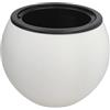 DRW Vaso Basso Rotondo Bianco Design Moderno con Vaso Estraibile 38 x 38 x 31 cm