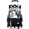 Amythe Zaino Trolley per Ragazzi - Zaino Scuola Adolescenti con Carrello Rimovibile Impermeabile per Laptop 15,6 Pollici, Zaini Nero con Rotelle per Scuola Media Superiore, 6 Ruote