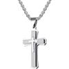 MERTTURM Collana da uomo, con ciondolo a forma di croce pesante, doppia croce, in acciaio inox, con confezione regalo, ideale per rapper biker, punk rock e ragazzi (oro nero/argento), 2.08 inches x