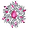 Bling Jewelry Grande Dichiarazione Stile Vintage Fiore Di Cristallo Simulato Rosa Tormalina Spilla Per Le Donne Per La Madre Placcato Argento