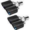 Krtopo 63MM Ingresso Doppia Terminale Scarico Auto Tubo Auto In Carbonio Punta Posteriore Punta Posteriore 3.5 Uscita (2 x Nero Blu Luminoso, 63MM Ingresso)