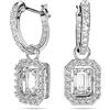 Swarovski Orecchini pendenti Millenia, Taglio ottagonale, Bianchi, Placcato rodio