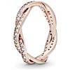 PANDORA Timeless Anello intrecciato in oro rosa 14 carati con zirconi cubici trasparenti, 56