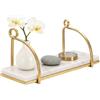 Dmora - Mensola Bognanco, Scaffale, Ripiano a muro, Scaffalatura multiuso, 40 x 16 h18 cm, Bianco e Oro