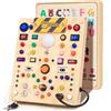 EchoToys Montessori Giocattolo Busy Board AB 1 2 3 Anno Activity Board in Legno Giocattolo Educativo per Bambini 1-3 Anni Baby Toy & Regalo per Ragazzi e Ragazze (19 Interruttori 40 Luci LED)