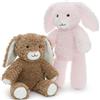 MorisMos 2 Pezzi Peluche Coniglio, Regalo Pasqua,30cm Realistico Coniglio Morbido Giocattolo, Cuddly Peluche Farnito Animale Con Orecchie Floppy Per Bambini Compleanno Deco (Rosa, Marrone)