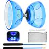 Zinueen Diabolo LED con cuscinetto a sfera, 4,5 mm, set giocoliere Diabolo, luminoso al buio, per bambini e adulti, Yoyo professionale, giocoleria palline, giocattolo circo (blu)