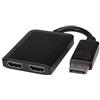 PremiumCord MST - Adattatore DisplayPort a 2x HDMI, funzione specchio esteso, video 4K @ 30Hz UHD 2160p, Full HD 1080p 60Hz, lunghezza: 20cm, nero