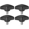 QUARKZMAN 4pz Manopole a T con Viti a Testa Alare M6x10mm Manopole a T Plastica Filettatura Maschio standard Maniglie Manopole Serraggio a mano Vite a testa Zigrinata, Nero
