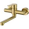 Homelava Rubinetto a Muro Cucina con Tubo Rotante 18cm, Rubinetti Lavello Cucina Girevole a 360°, Fredda e Calda Regolabile, Acciaio inossidabile 304, Spazzolato Oro