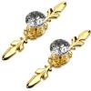BOZONLI 2 Pezzi Pomelli di Cristallo 25mm Maniglie a Forma Diamanti Trasparente Maniglie per Mobili Porte Armadietti Cassetti e Guardaroba (Dorato Base 120mm)