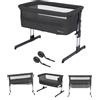 Bebeconfort Calidoo, Culla Neonato Fianco Letto 2 in 1, 0-6 Mesi (0-9 kg), Culla Co-sleeping Reclinabile, 5 Altezze, Ampio Materasso Imbottito, Pannelli a Rete, Lato Facile da Aprire, Tinted Graphite