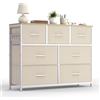 HOKEEPER Settimino Cassettiera 7 Cassetti in Tessuto, Mobile Salvaspazio per Casa, Cassettiera Bassa con Capacità Grande per Camera da Letto, Sala, Corridoio - Beige