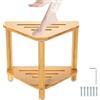 WEELOO Poggiapiedi per doccia, poggiapiedi da 36 cm, sgabello da doccia in legno con ripiano portaoggetti, sgabello da doccia impermeabile per piccoli spazi doccia interni, rasatura peli delle gambe